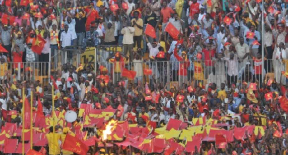 Sudans al-Merrikh club fans gather to watch their team play during their CAF Confederation Cup semi-final football match at the Merreikh Stadium in the Sudanese capital Khartoum, on November 10, 2012.  By Ebrahim Hamid (AFP/File)