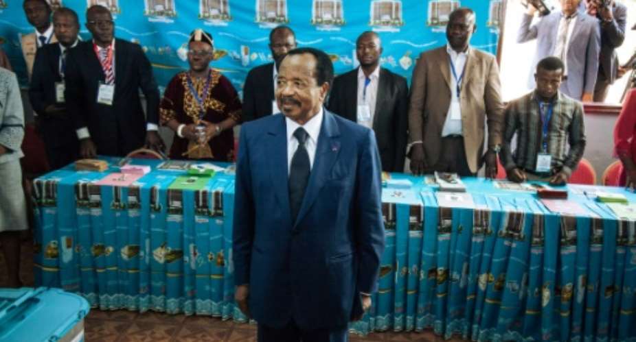 Cameroon's President Paul Biya, pictured in 2018, reiterated his offer of a pardon to any separatists who voluntarily lay down their arms.  By ALEXIS HUGUET AFPFile