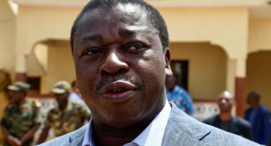 Campaign trail: Gnassingbe, pictured during a visit to Namoundjoga in northern Togo on Monday.  By PIUS UTOMI EKPEI AFP