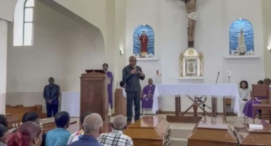 Cape Verdes leaders took part in a Mass on the island.  By AFPTV STRINGER (AFP)