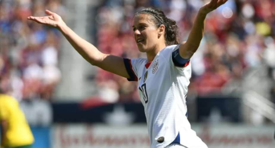 Carli Lloyd celebrates her goal in the United States 3-0 victory over South Africa, part of the Americans' build up to their Women's World Cup title defense.  By Robert Reiners GETTY IMAGES NORTH AMERICAAFP