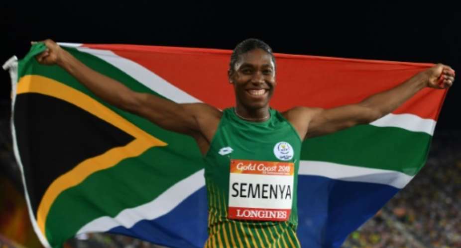 Caster Semenya celebrates winning gold in the women's 800m at last month's Commonwealth Games.  By SAEED KHAN AFPFile