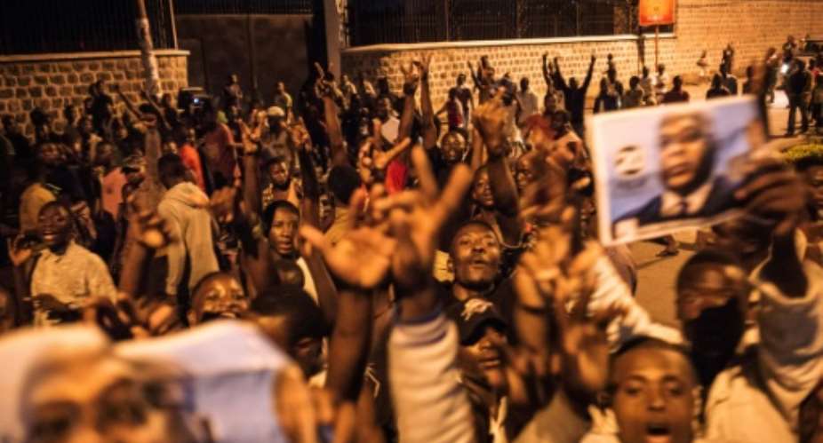 Celebrations erupted among Tshisekedi's supporters after the announcement that he had won DR Congo's contested election.  By ALEXIS HUGUET AFP