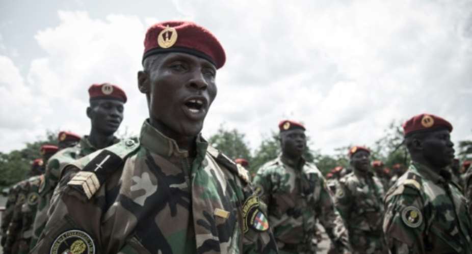 Central African Republic's Defence Minister Marie Noelle Koyara said 1,300 soldiers had been trained at the Russian facility.  By FLORENT VERGNES AFPFile