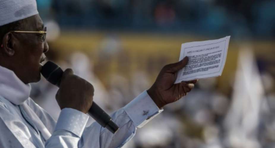 Chadian President Idriss Deby Itno is expected to win a sixth term in the forthcoming election.  By MARCO LONGARI AFP