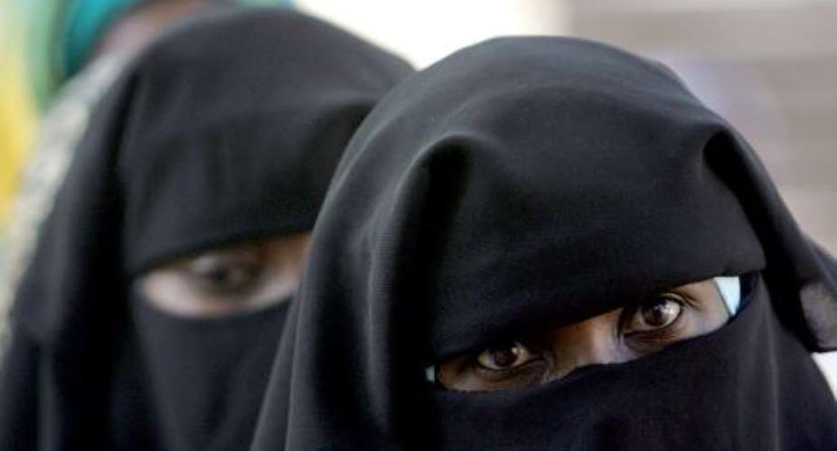 Many Muslim women in N'Djamena, Chad wear the full-face veil with just the eyes exposed known as the niqab, which is usually black.  By Issouf Sanogo AFPFile