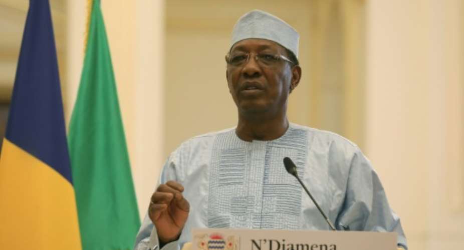 Chad's president Idriss Deby pictured December 2018 fired his armed forces chief of staff and his two deputies by presidential decree after six years in the post, just hours after the attack in the southwest of the country.  By Ludovic MARIN AFPFile