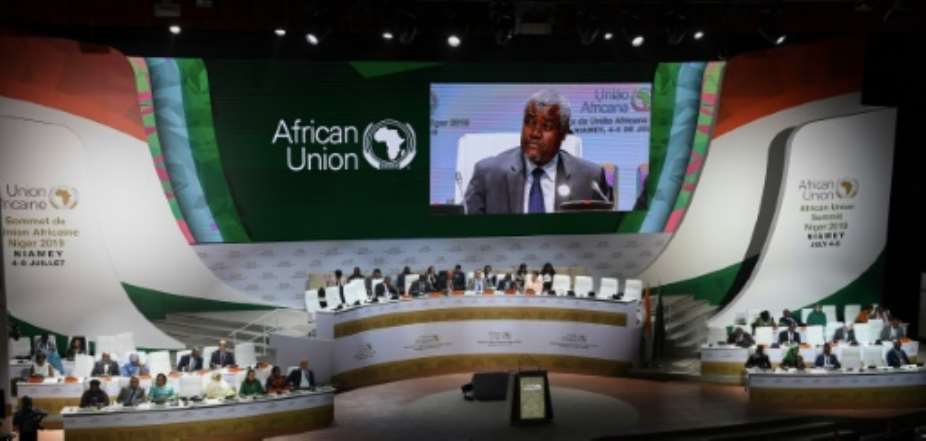Chairperson of the African Union Commission Moussa Faki Mahamat  opened the 35th Ordinary Session of the Executive Committee of the African Union AU at the Palais des Congres in Niamey..  By ISSOUF SANOGO AFPFile
