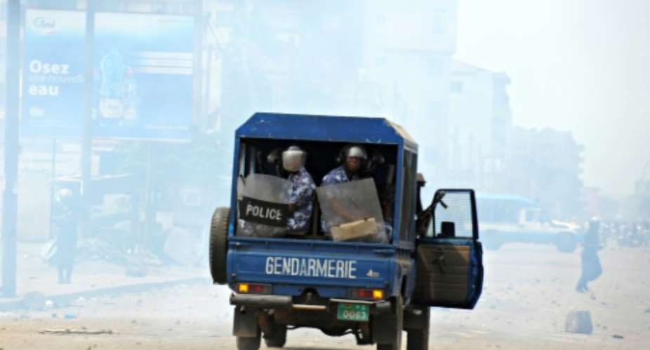 Security forces patrol on January 10, 2013 the streets of Lome, Togo.  By Daniel Hayduk AFPFile