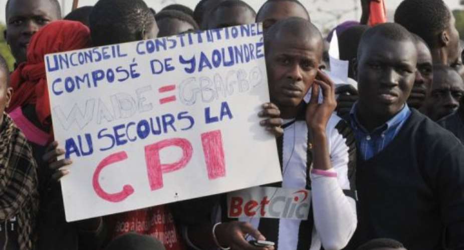 Senegalese opposed to Abdoulaye Wade running for a third term in office.  By Seyllou (AFP)