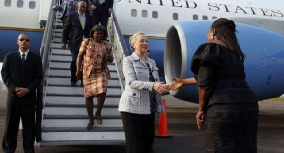 Clinton's tour is the first visit of a secretary of state in Cote d'Ivoire since 1986.  By Larry Downing AFPPOOL
