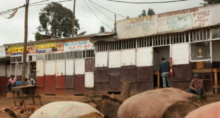Closed shops in Burayu town, about ten kilometres from Addis Ababa in Oromia regional state.  By  AFP