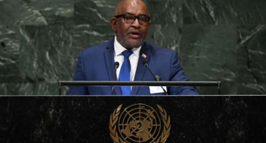 Comoros President Azali Assoumani addressing the UN General Assembly on Thuesday.  By TIMOTHY A. CLARY (AFP)