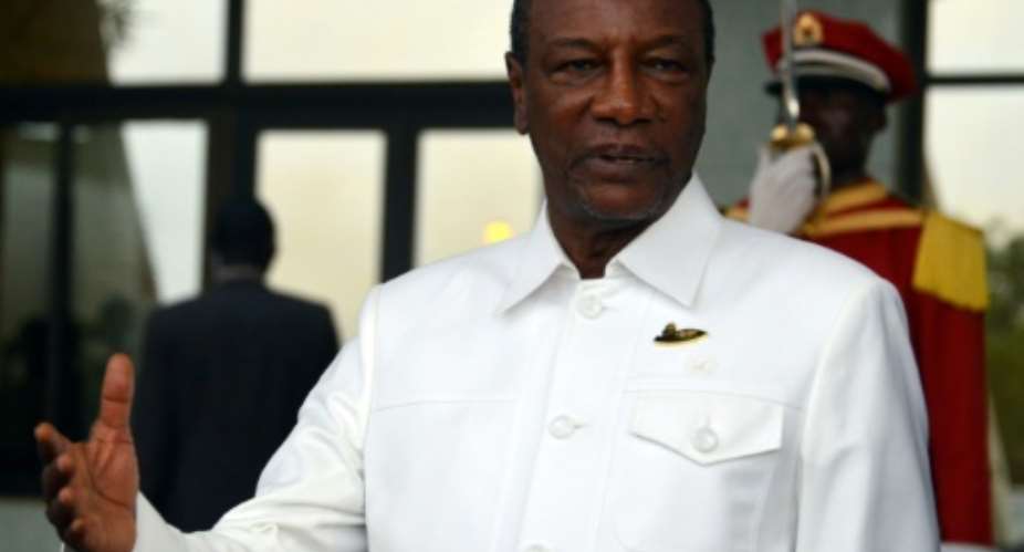 Conde, pictured during a visit to Burkina Faso in 2017.  By Ahmed OUOBA AFPFile