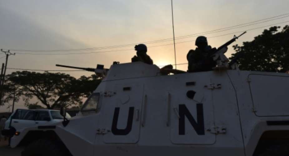 UN peacekeeping forces patrol in Bangui on December 30, 2015.  By Issouf Sanogo AFPFile
