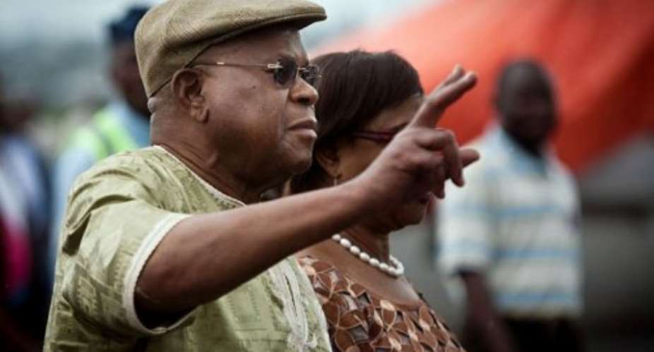 Etienne Tshisekedi arrives at Goma airport, North-Kivu province.  By Gwenn Dubourthoumieu AFP