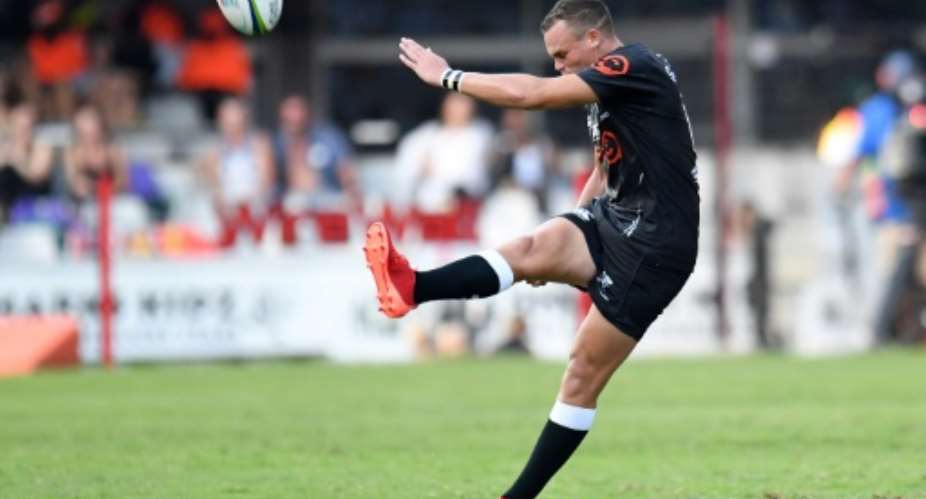 Curwin Bosch kicked 14 points for the Sharks in a South African Super Rugby Unlocked victory over the Lions in Durban Friday..  By Anesh Debiky AFP