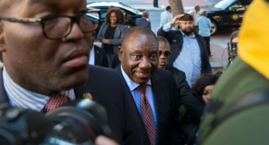 Cyril Ramaphosa C, South Africa's deputy president and newly elected president of the ruling African National Congress ANC, says he will tackle corruption in the country.  By RODGER BOSCH AFP