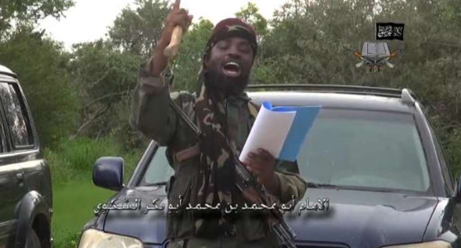 A screengrab taken on August 24, 2014 from a video released by the Nigerian Islamist extremist group Boko Haram allegedly shows the leader of the group, Abubakar Shekau, delivering a speech at an undisclosed location.  By  Boko HaramAFPFile