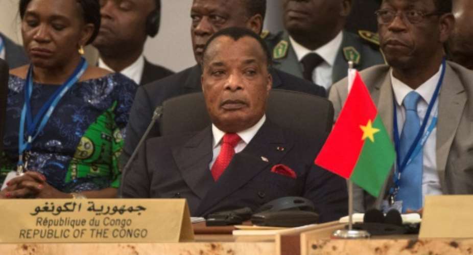 Denis Sassou Nguesso, who has led Congo for over 30 years, stressed the importance of peace, which has been tested by violence in parts of the southern region of Pool since April 2016.  By FADEL SENNA AFPFile
