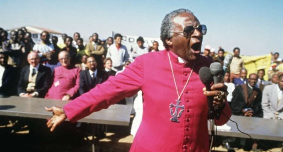 Desmond Tutu captivated the world with his strident opposition to apartheid, which won him a Nobel Peace Prize in 1984.  By GIDEON MENDEL AFPFile