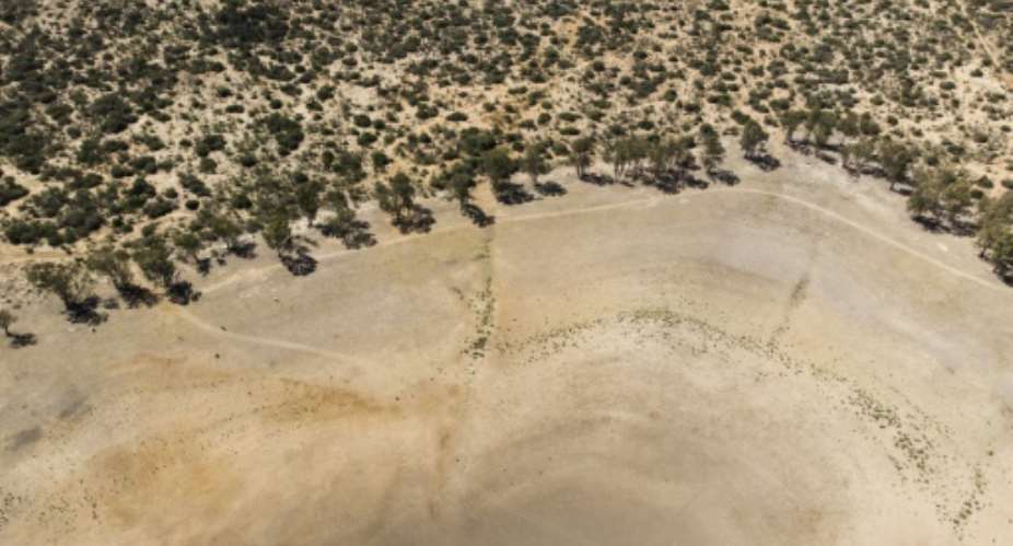 Dessicated: An aerial view of Adelaide Dam in Eastern Cape Province, gripped by a brutal drought.  By Guillem Sartorio AFP