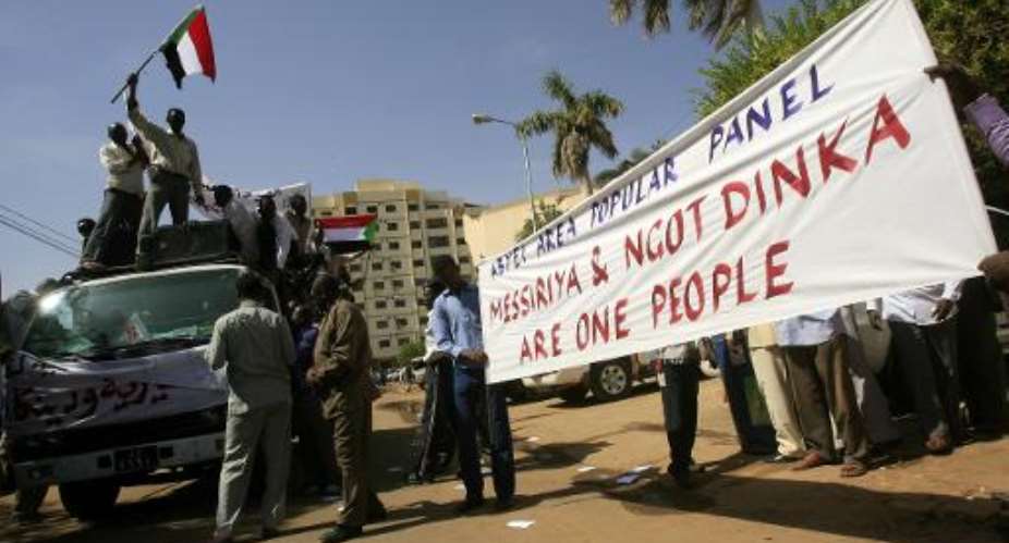 Some 100 protesters from the nomadic Arab Misseriya tribe demonstrate in Khartoum on November 28, 2012.  By Ashraf Shazly AFPFile