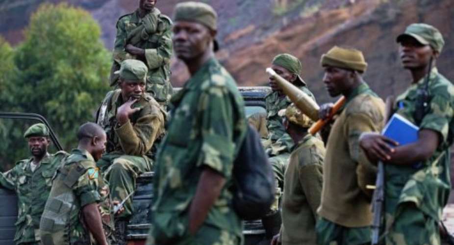 Democratic Republic of Congo FARDC soldiers deployed near Goma on September 4, 2013.  By Carl de Souza AFPFile