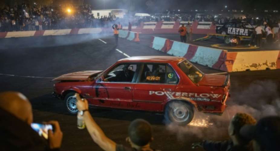 Drifting: Car 'spinning' has a huge following in South Africa.  By Michele Spatari AFP