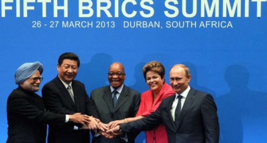Leaders from the BRICS group of emerging powers, Durban, South Africa, March 27, 2013.  By Alexander Joe AFPFile