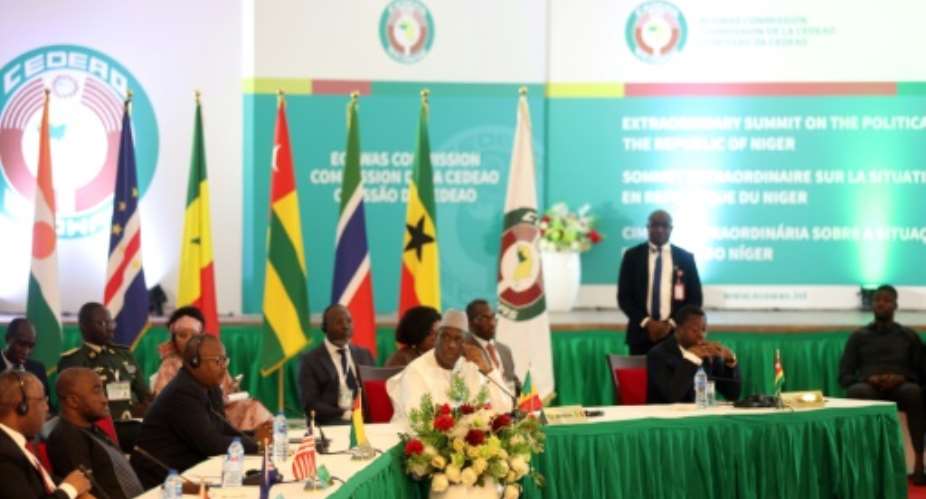 ECOWAS leaders held an emergency summit in Abuja, Nigeria, to discuss the Niger crisis.  By KOLA SULAIMON AFP