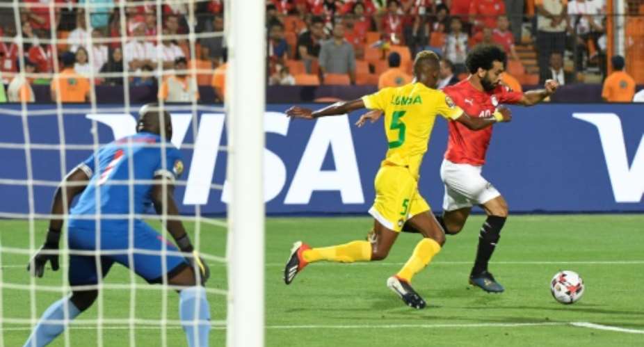 Egypt superstar Mohamed Salah attempts to unleash a trademark left-foot shot in the Africa Cup of Nations victory over Zimbabwe.  By Khaled DESOUKI AFPFile