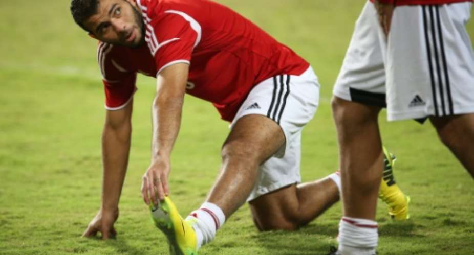 Egypt national team player Emad Metaab pictured during a training session at the Petro Sport Stadium in Cairo on November 12, 2014.  By Mohamed el-Shahed AFPFile