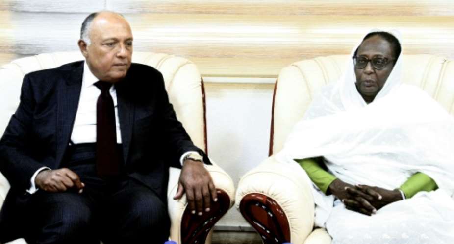 Egyptian Foreign Minister Sameh Shoukry met Sudanese officials including the country's first female foreign affairs minister, Asma Mohamed Abdalla.  By Ebrahim HAMID AFP