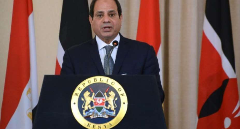 Egyptian President Abdel Fattah al-Sisi, seen February 18, 2017, said about the country's fight against the Islamic State group, We are like a surgeon who wants to remove the danger without damaging the rest of the patient,.  By SIMON MAINA AFPFile