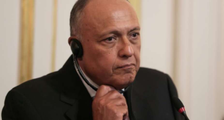 Egypt's Foreign Minister Sameh Shoukry, pictured in September 2019, agreed to talks over a controversial dam on the Nile.  By Mohamed el-Shahed AFPFile