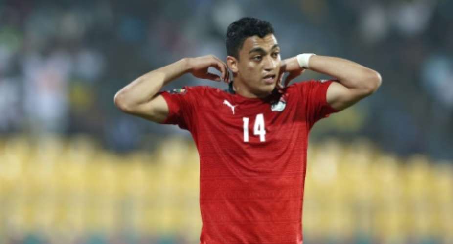 Egypt's forward Mostafa Mohamed reacts during the Group D Africa Cup of Nations AFCON 2021 football match between Egypt and Sudan in Cameroon, on January 19, 2022.  By Kenzo Tribouillard AFPFile