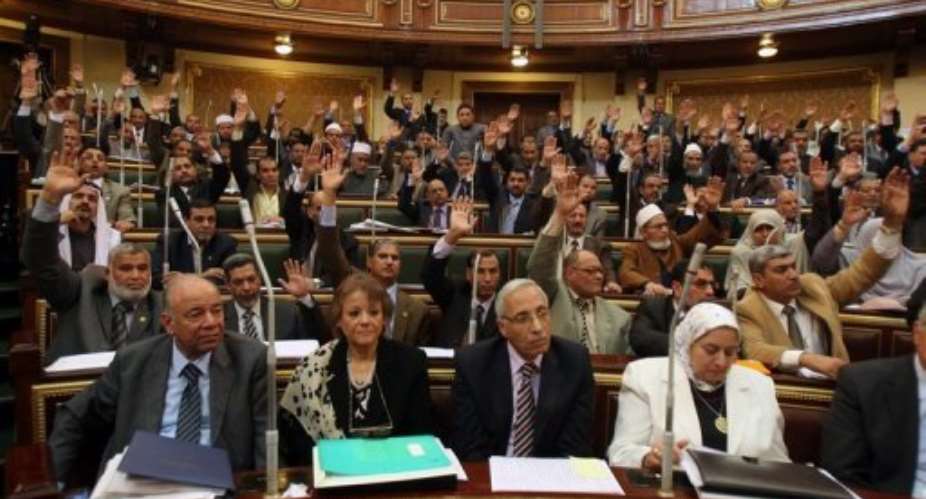 Egypts parliament is seen in session in Cairo in March.  By  (AFP/File)