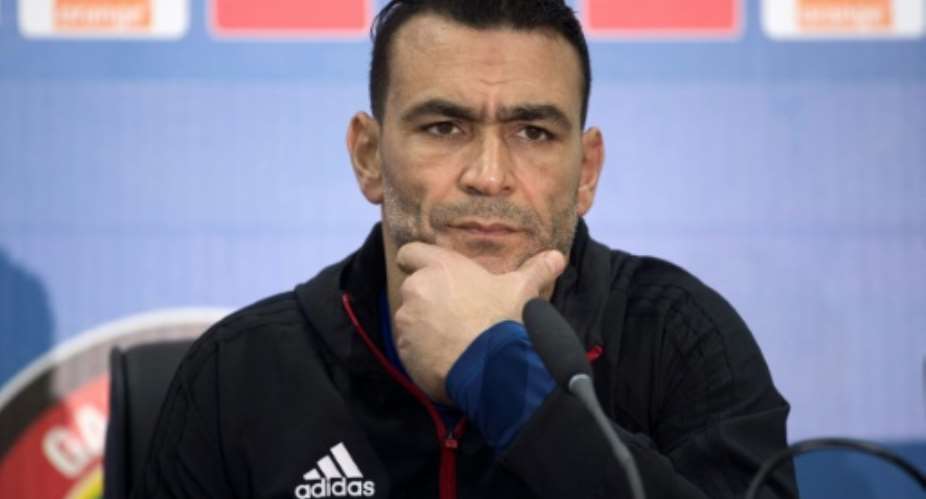 Egypt's national football team captain Essam El-Hadary attends a press conference on January 16, 2017, at Port-Gentil Stadium.  By Justin TALLIS AFP