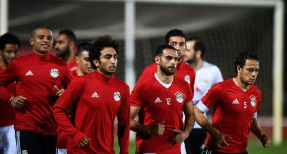 Egypt's players take part in a training session in Port-Gentil on January 22, 2017, during the 2017 Africa Cup of Nations tournament in Gabon.  By Justin TALLIS AFPFile