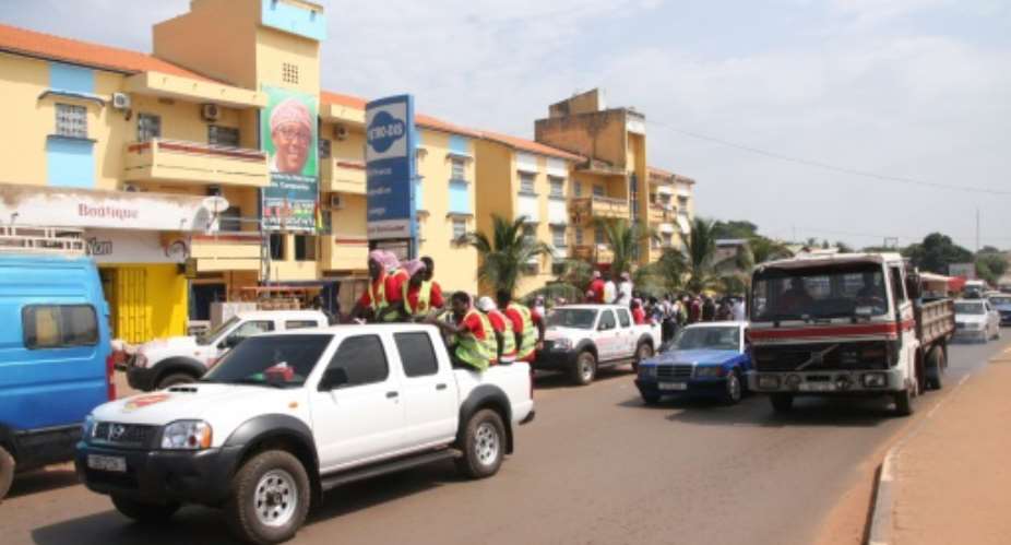 Election posters are up in Bissau and dotted along roadsides ahead of Sunday's presidential poll.  By - AFPFile