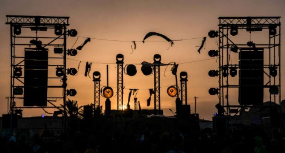 Electronic music festival Les Dunes Electroniques at Ong Jmel, near the town of Nefta in Tunisia.  By AMINE LANDOULSI AFP