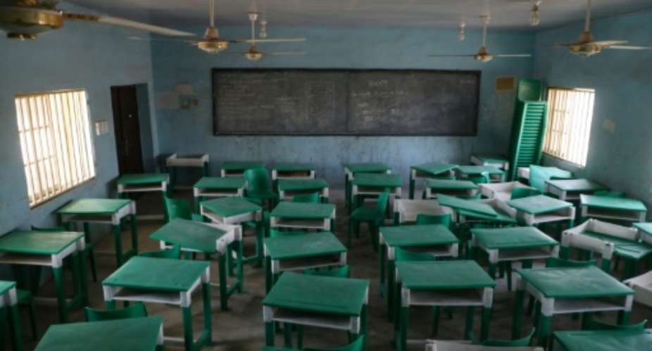 Empty: A deserted classroom at the Government Girls Secondary School in Jangebe.  By Kola Sulaimon AFP