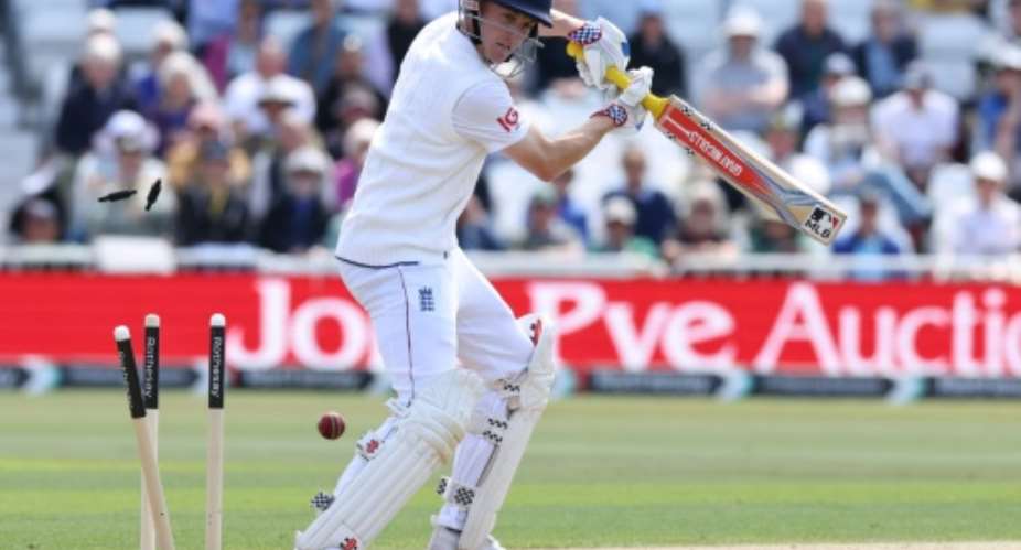 Englands Harry Brook is bowled by Zimbabwes Blessing Muzarabani at Trent Bridge.  By Darren Staples (AFP)