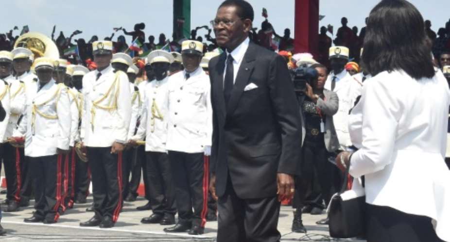 Equatorial Guineas President Teodoro Obiang Nguema is said to have Russians among his personal guard.  By - (AFP)