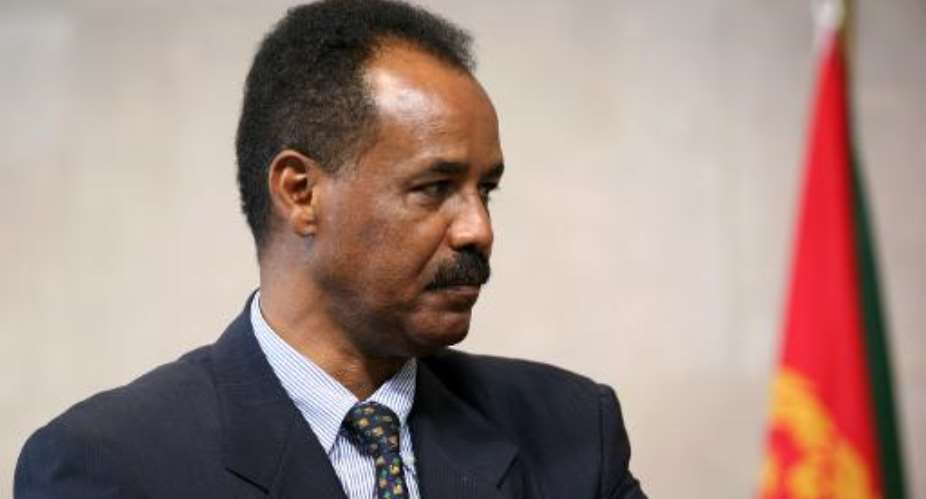 Eritrean President Issaias Afeworki seen at a press point at the end of a meeting on May 4, 2007 at EU headquarters in Brussels.  By Gerard Cerles AFPFile
