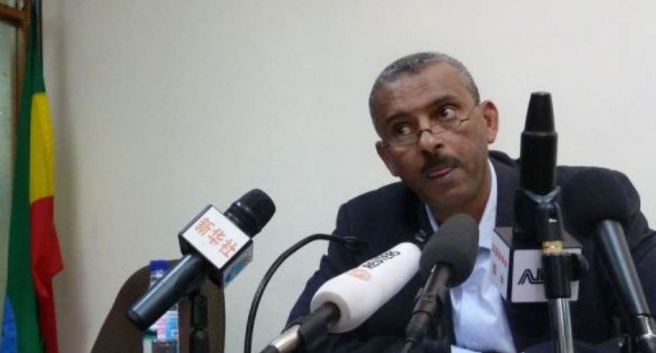 Ethiopian government spokesman, Shimeles Kemal speaks in Addis Ababa.  By Jenny Vaughan AFP