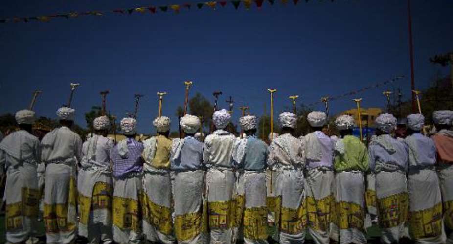 Ethiopian Christians during a festival in Gondar on January 19, 2014.  By Carl de Souza AFPFile