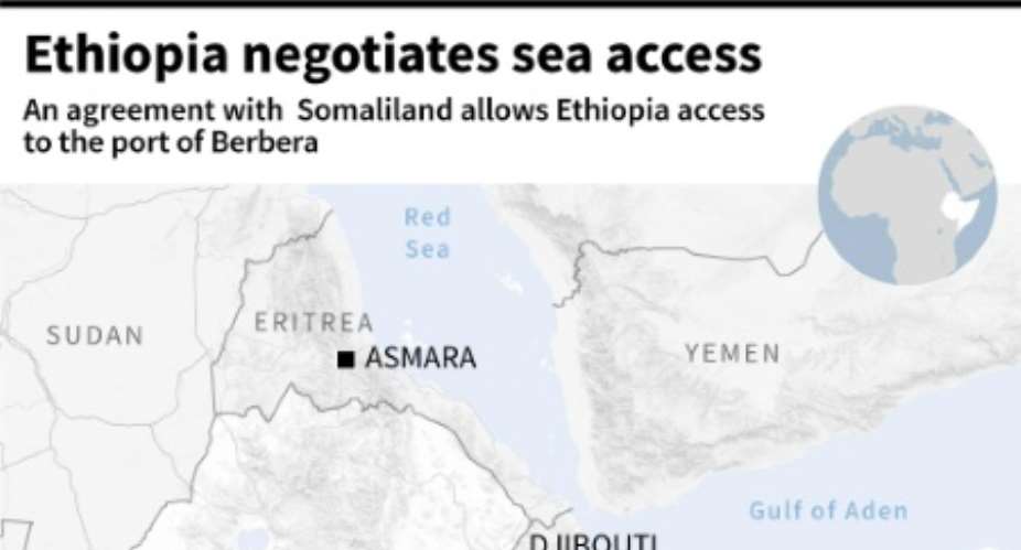 Ethiopia signed a maritime deal with the breakaway region of Somaliland in January, infuriating Somalia.  By Sylvie HUSSON, Valentina BRESCHI AFPFile