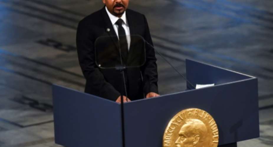 Ethiopian Prime Minister Abiy Ahmed, pictured last month after receiving the Nobel Peace Prize in Oslo.  By Fredrik VARFJELL AFP